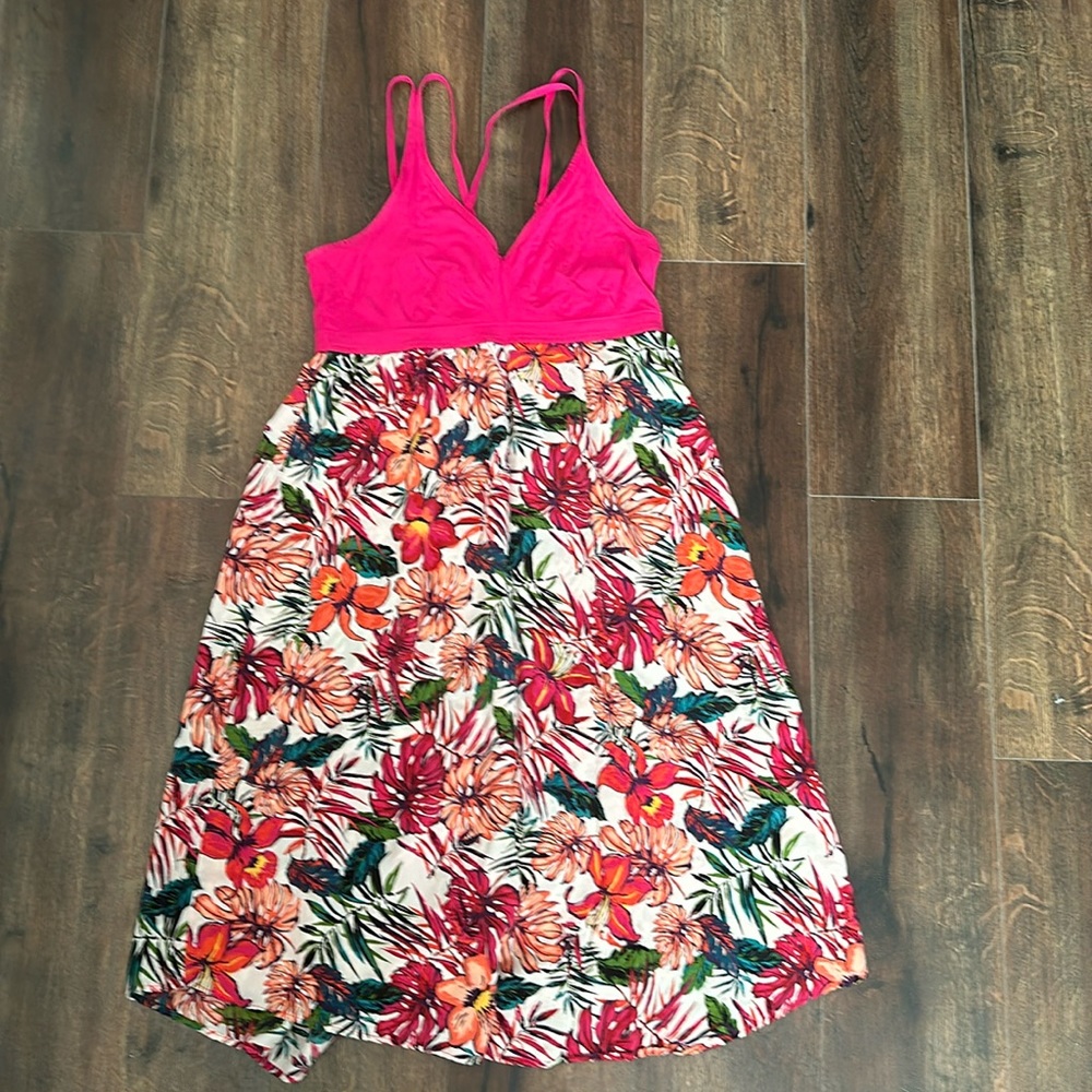 Target Pink top with Bright Floral pattern Maxi Dress Size XL.